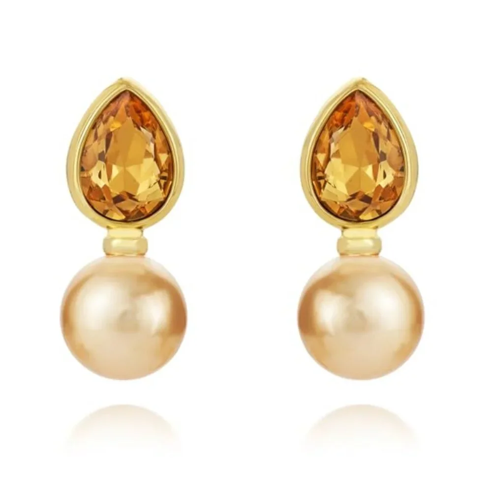 Luxury Citrine and Pearl Drop Earrings